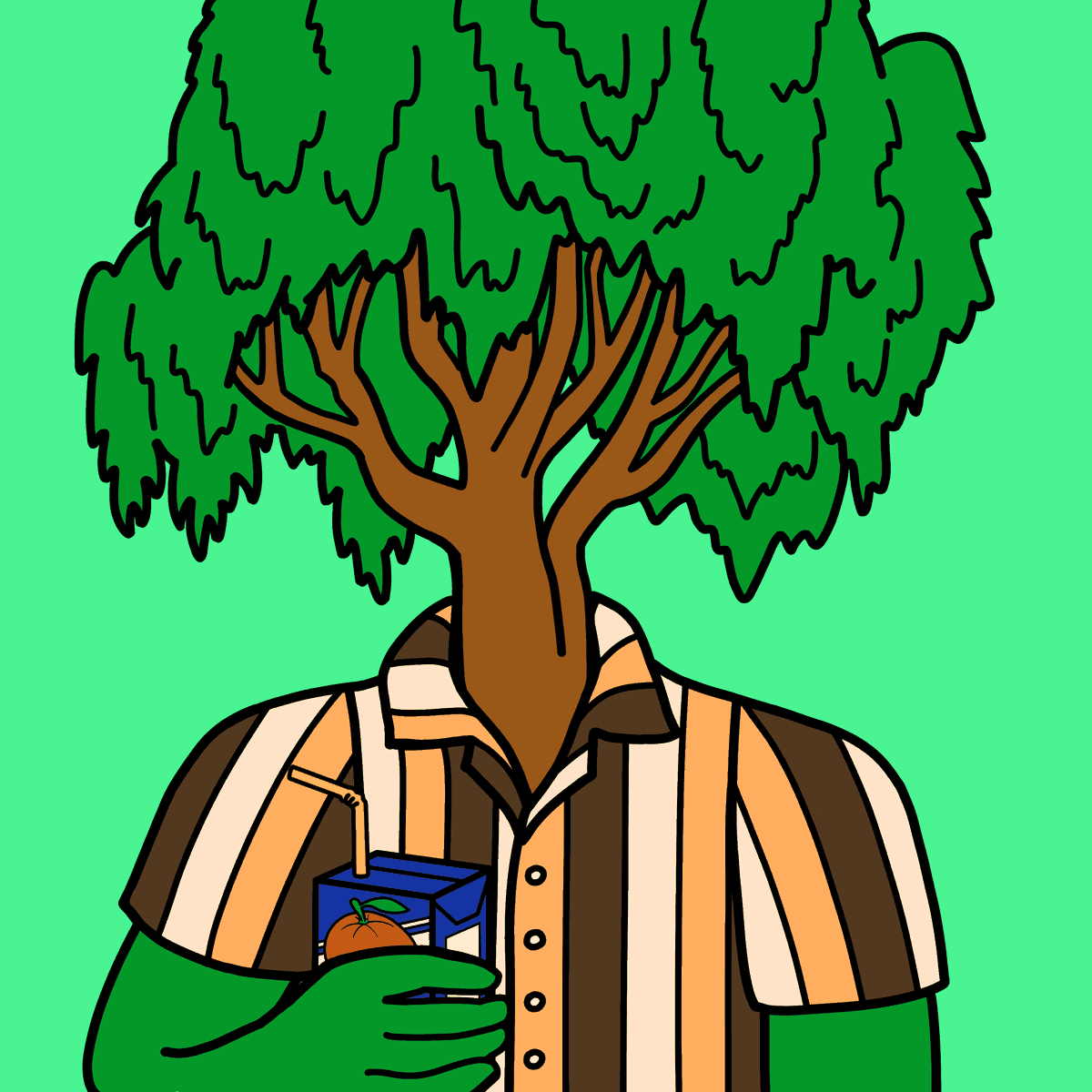 Drinking Trees #0010 — Ash, a Willow drinking Juice Box.