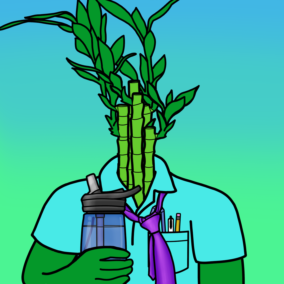Drinking Trees #0012 — Morning Bamboo, a Bamboo drinking Water.